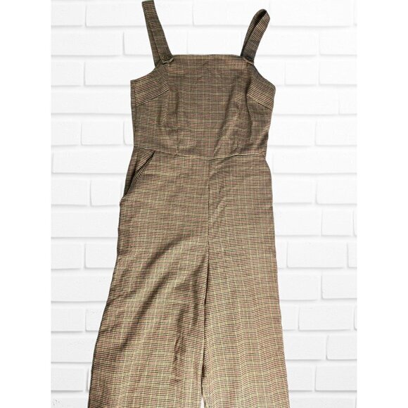 Gypsies & Moondust Women's S Overall Jumpsuit Checkered Plaid Square Neck - Picture 2 of 10
